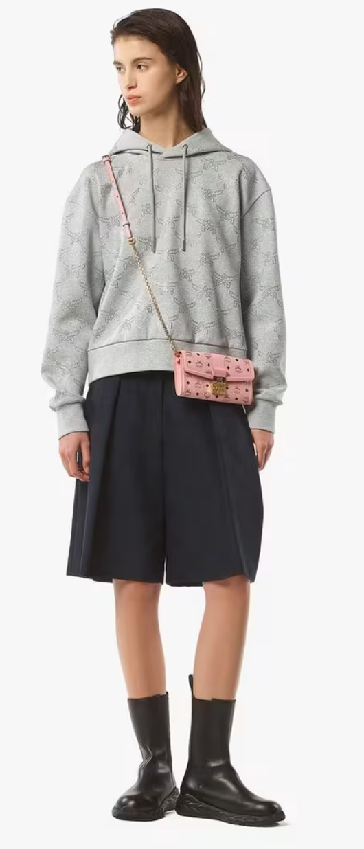 MCM Tracy Portemonnaie mit Kettenriemen in Visetos Soft Pinke