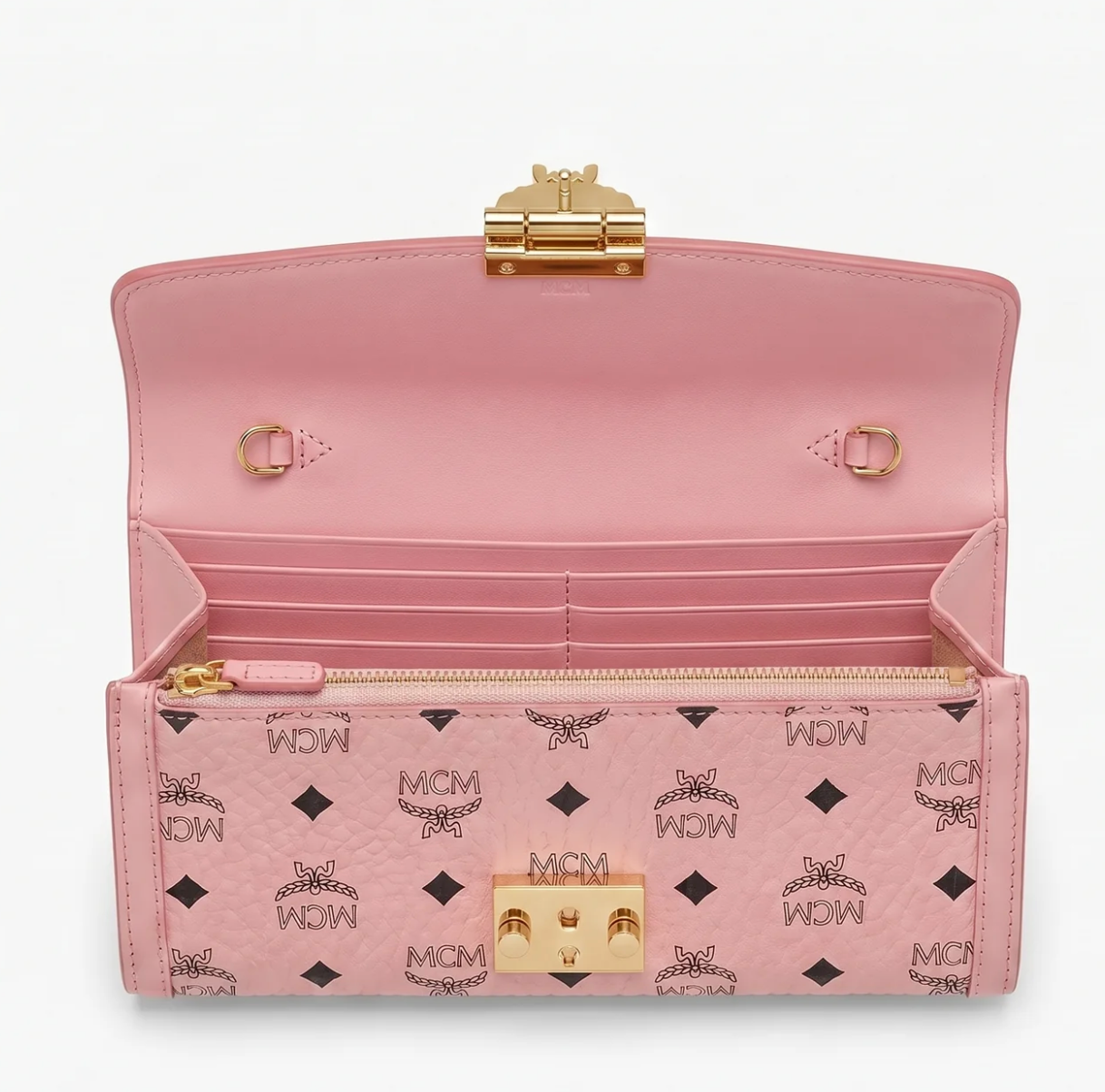 MCM Tracy Portemonnaie mit Kettenriemen in Visetos Soft Pinke
