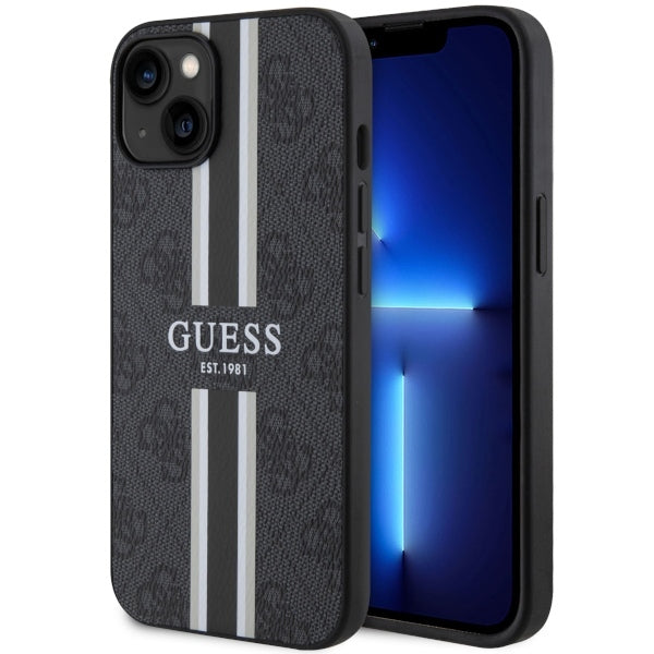 Guess iPhone 14 Plus / 15 Plus 6.7 black hardcase 4G Printed Stripes MagSafe