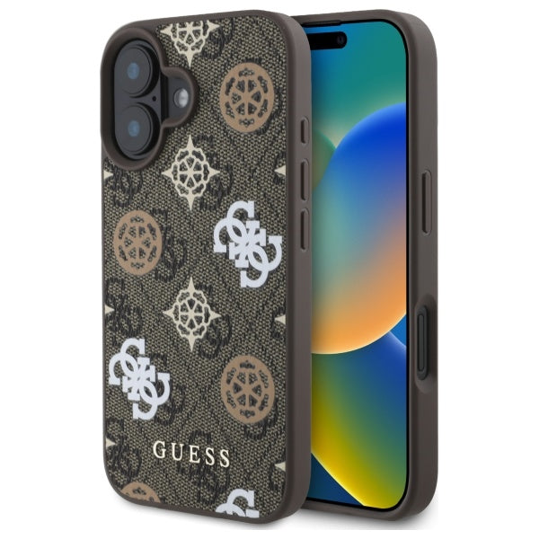 Guess iPhone 16 6.1" braun Hardcase Peony On 4G MagSafe
