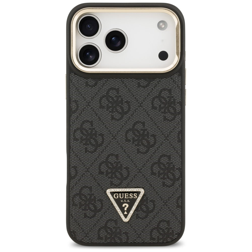 Case Guess 4G PU Triangle Logo & Stand Camera Magsafe for iPhone