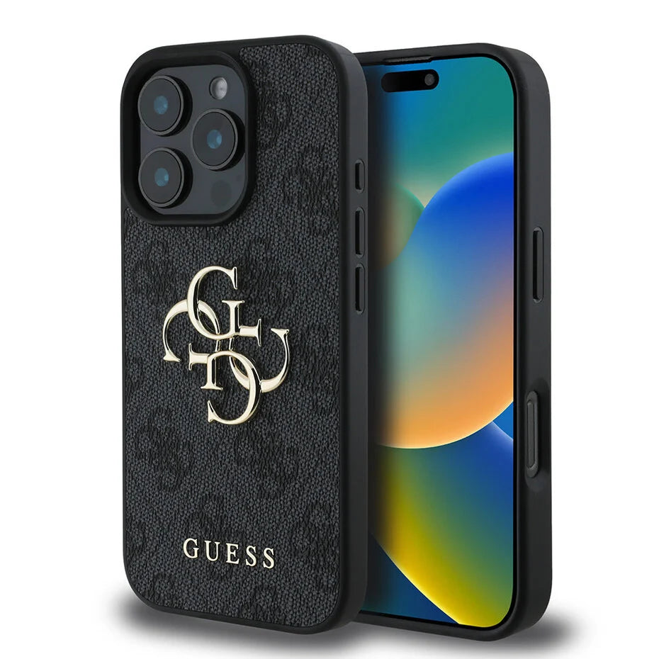 Guess iPhone 15 Pro Max Hülle - 4G - Big Metal Logo - Schwarz