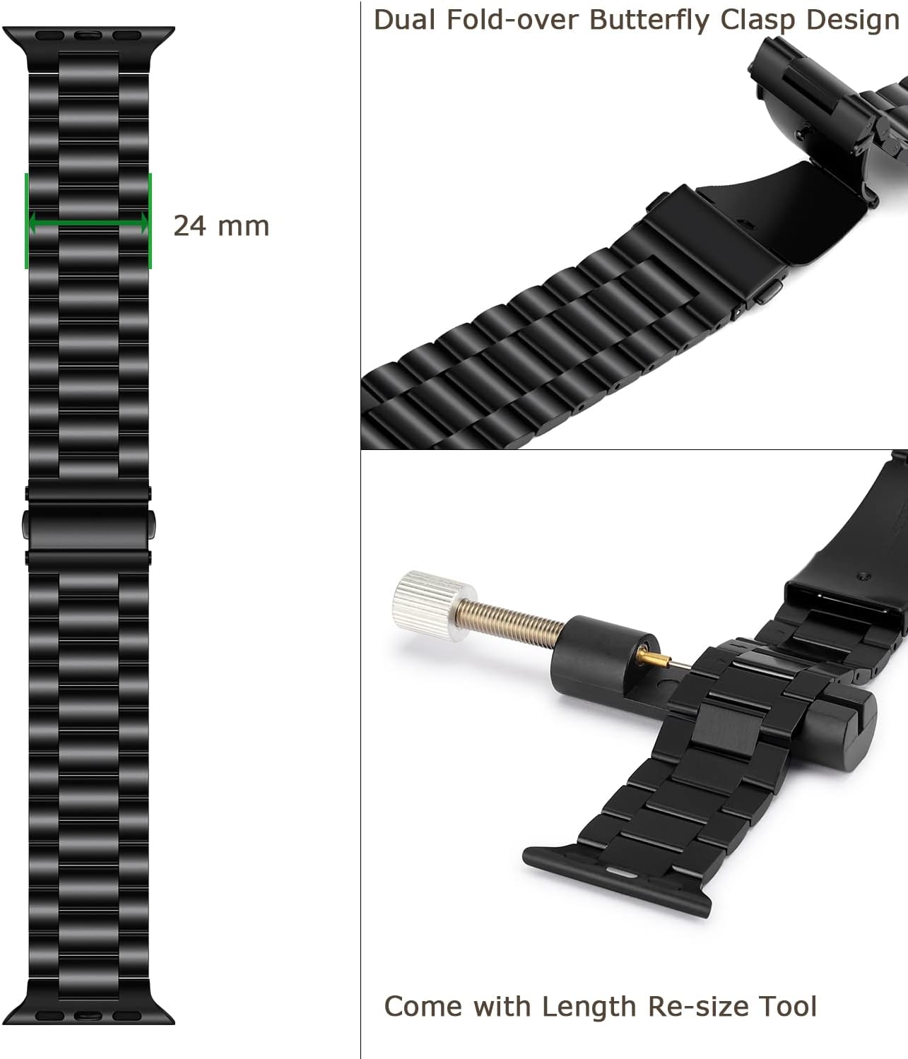 Kompatibel mit Apple Watch Armband Schwarz