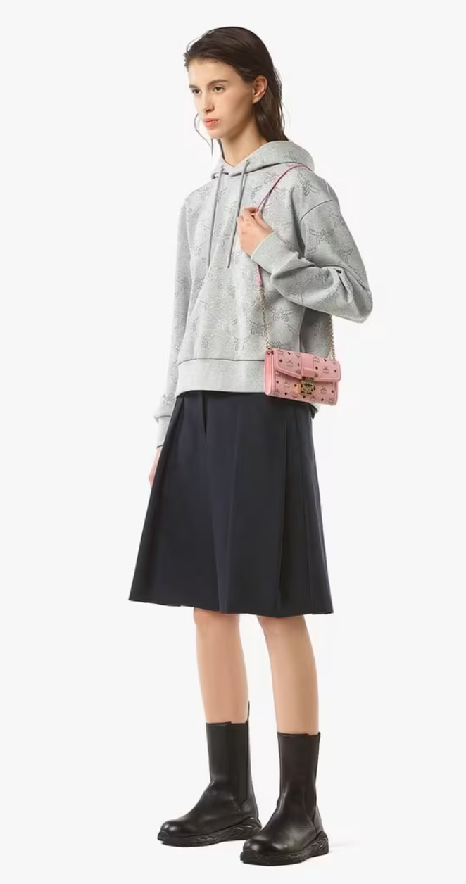 MCM Tracy Portemonnaie mit Kettenriemen in Visetos Soft Pinke