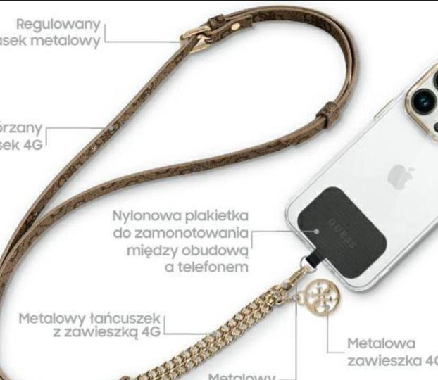 Guess Universal Telefonumhängekette – 4G Logo Design Braun