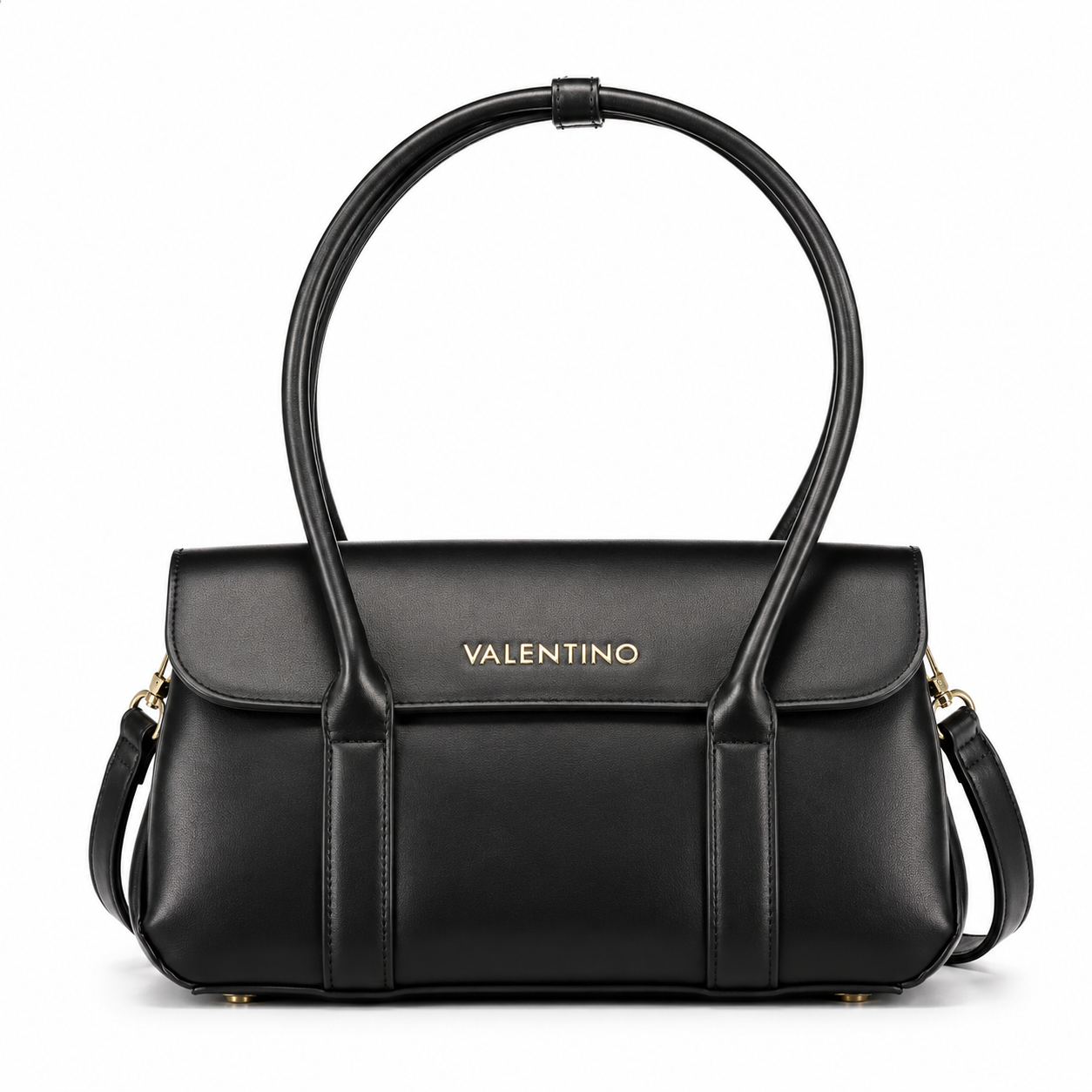Valentino Damen Handtasche Schwarz 3 - Elegantes Design mit Goldfarbenem Logo & Abnehmbarem