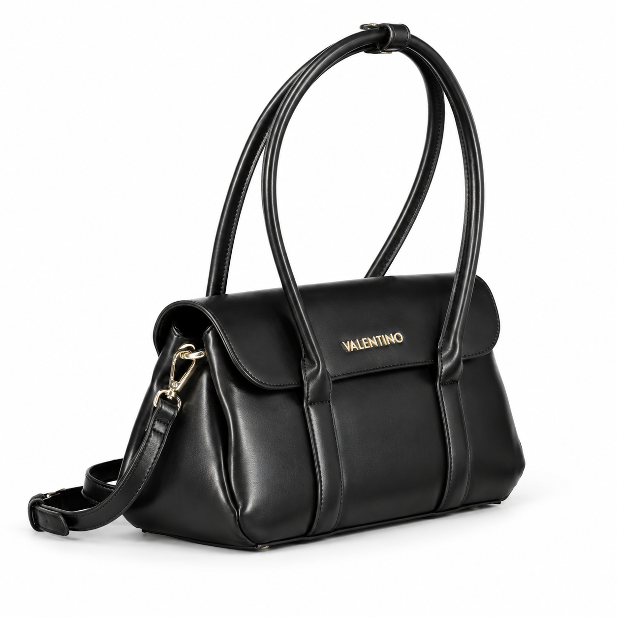 Valentino Damen Handtasche Schwarz 3 - Elegantes Design mit Goldfarbenem Logo & Abnehmbarem