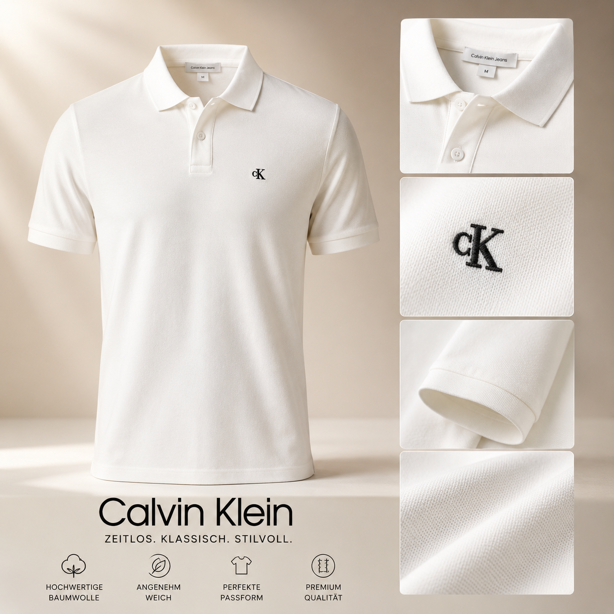 Calvin Klein Polo Classic Fit Weis