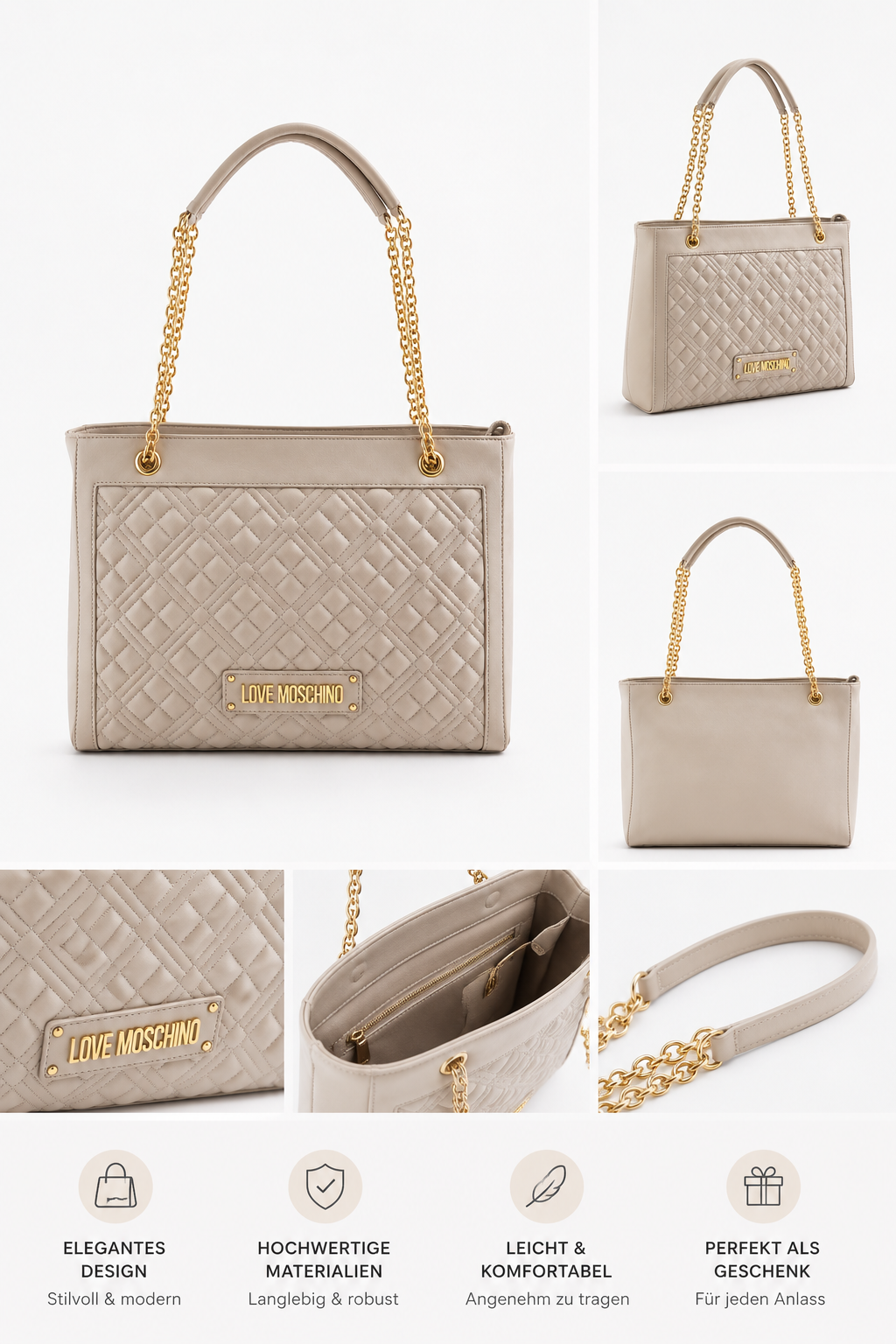 LOVE MOSCHINO Schultertasche Beige Gesteppt