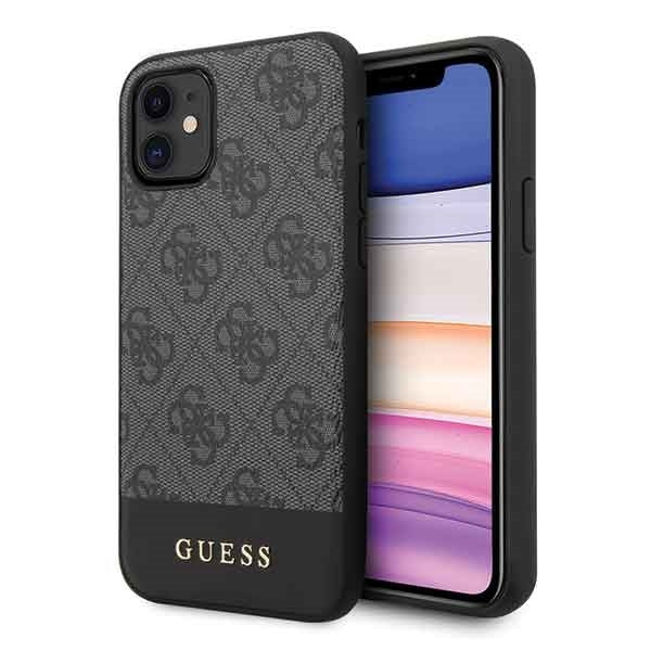 Guess iPhone 11 / Xr 6,1 pink/grey hard case 4G Stripe Collection