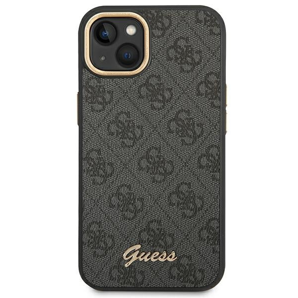 Guess iPhone 14 / 15 / 13  pink hard case 4G Vintage Gold Logo