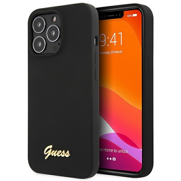 Guess 13 Pro Max Silicone Script Gold Vintage Logo