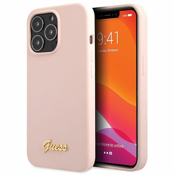 Guess 13 Pro Max Silicone Script Gold Vintage Logo
