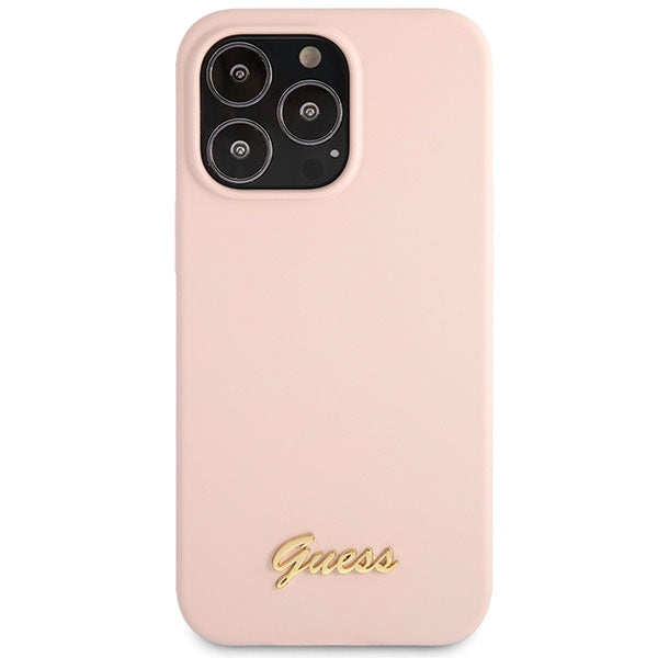 Guess IPhone 13 Pro Max 6.7 Rosa hardcase Silicone Script Gold Logo