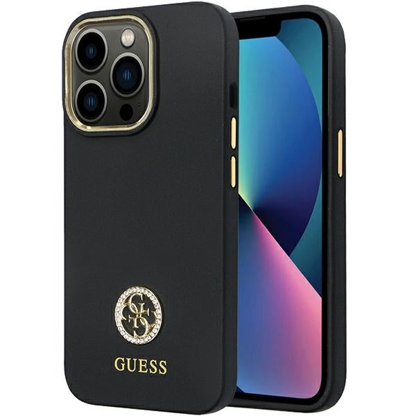 Guess  iPhone 13 Pro black Hardcase Silicone Logo Strass 4G