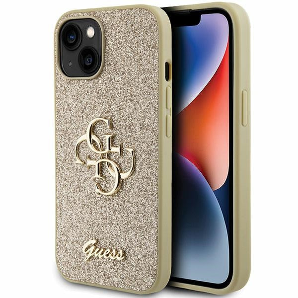 Guess  iPhone 15 Plus / 14 Plus 6.7 black Hardcase Glitter Script Big 4G