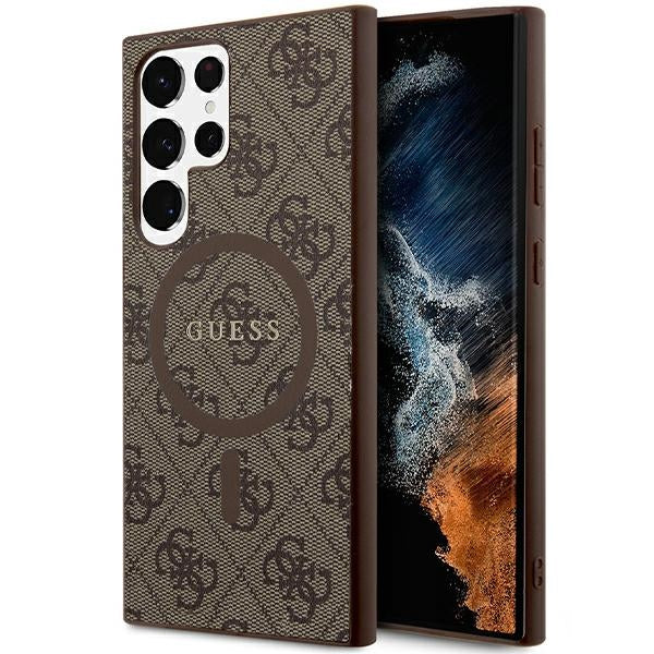 Guess  S24 Ultra  Hardcase 4G Collection Leather Metal Logo MagSafe