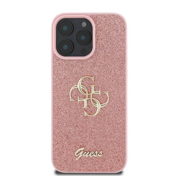 Guess  iPhone Hülle 16 Pro Max  pink Hardcase Fixed Glitter Big 4G