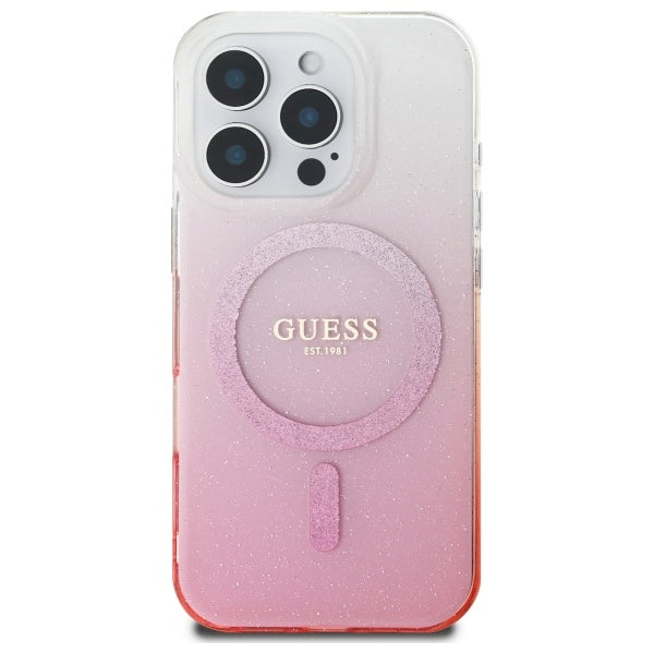 Guess iPhone 16 Pro - Magsafe IML glitter gradient - Rosa