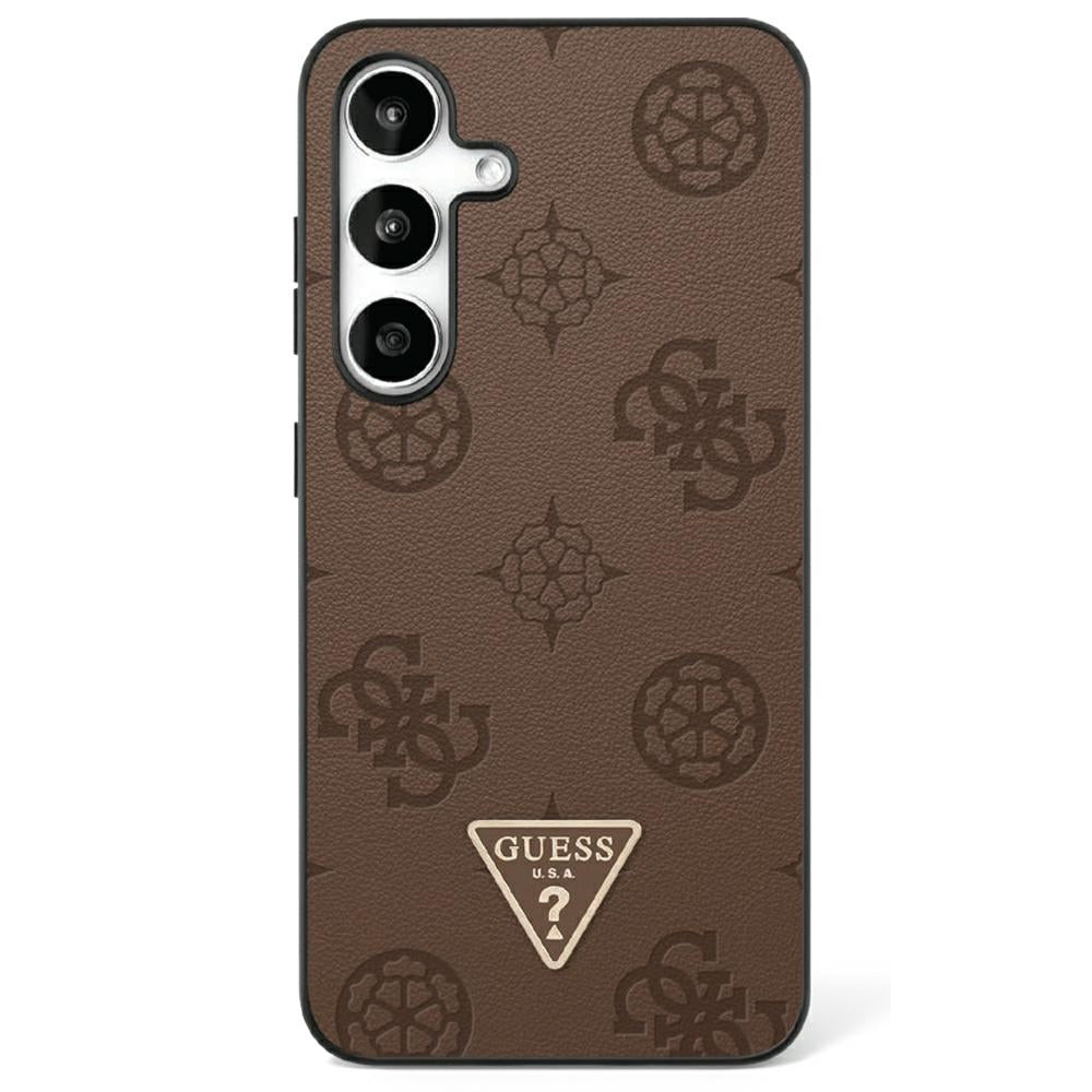 Guess Grained Hot Stamp Peony Pattern Triangle Logo MagSafe do Samsung Galaxy S25 Braun