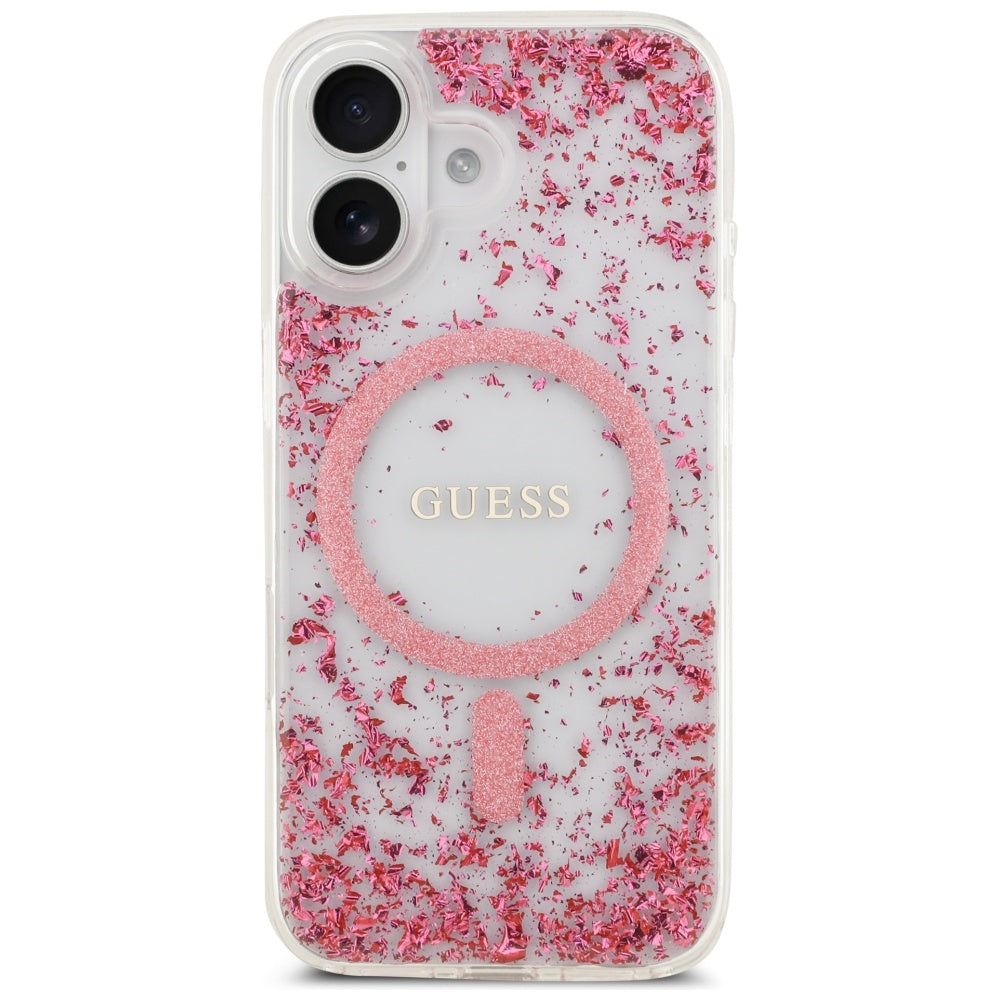 Guess Resin Bottom Glitter MagSafe Case for iPhone 17 Pink