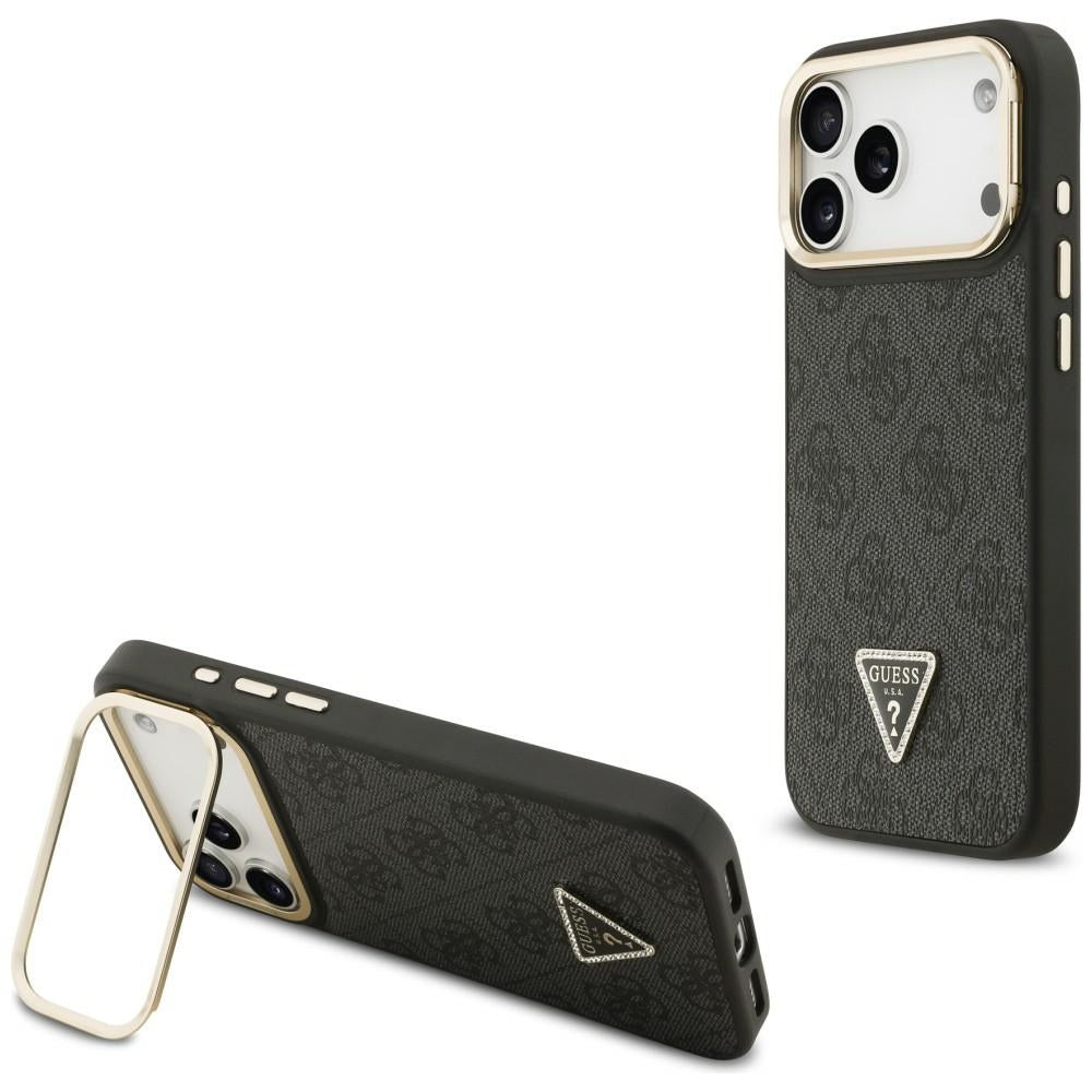 Case Guess 4G PU Triangle Logo & Stand Camera Magsafe for iPhone