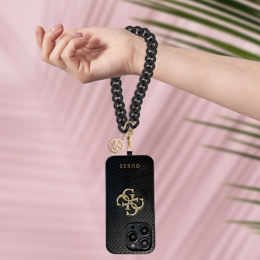Guess Universal Big Hand Kette Schwarz  4G Charm