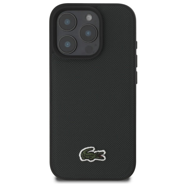 Lacoste iPhone 16  Hülle  black/grün hardcase with Iconic Petit Pique pattern and MagSafe