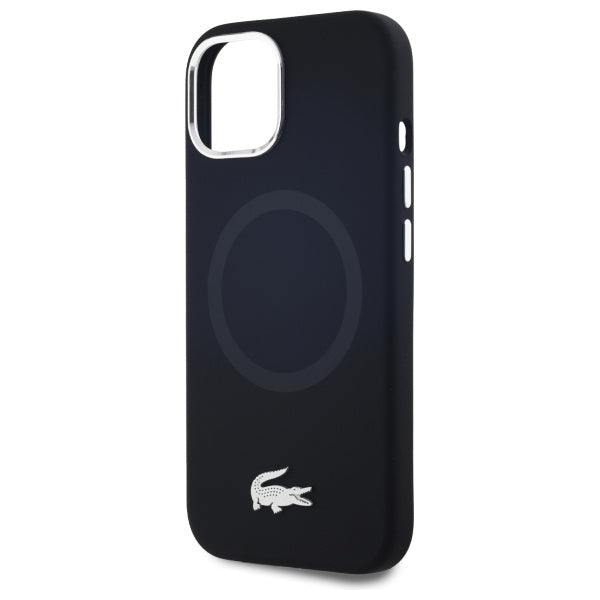 Lacoste  iPhone Hülle Schwarz hardcase Silicone Croco Logo MagSafe
