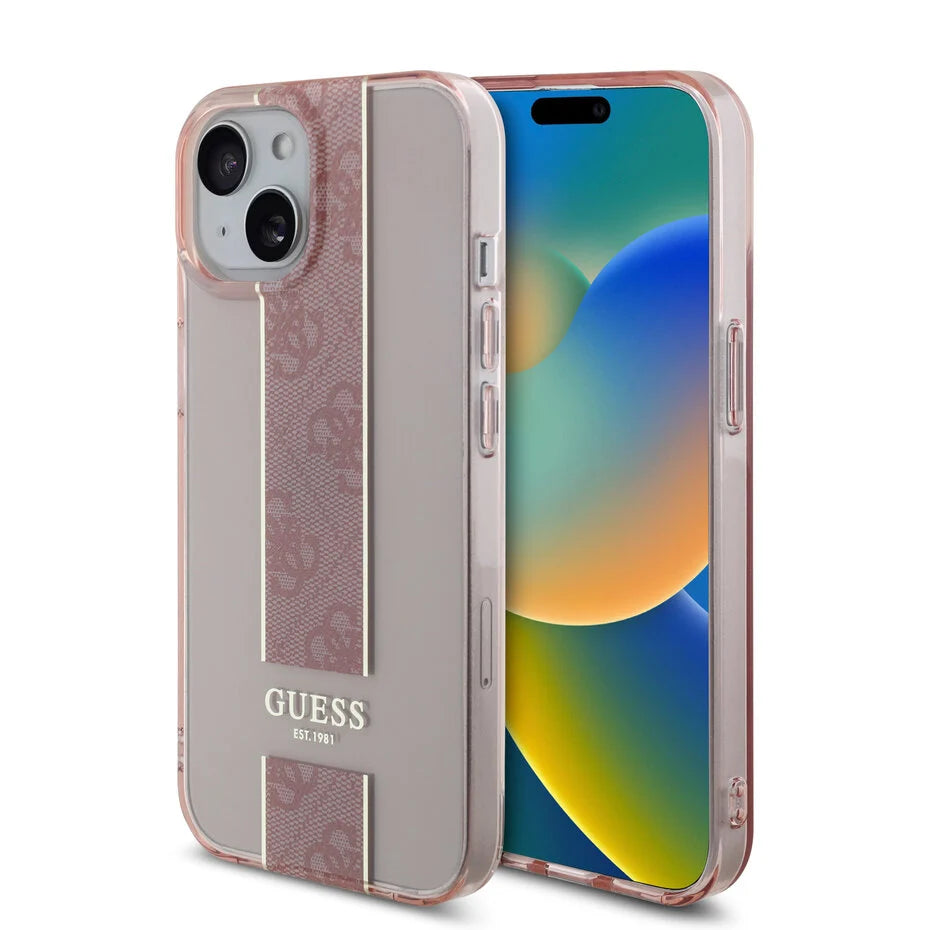 Guess iPhone 15  - IML 4G Stripe - Rosa