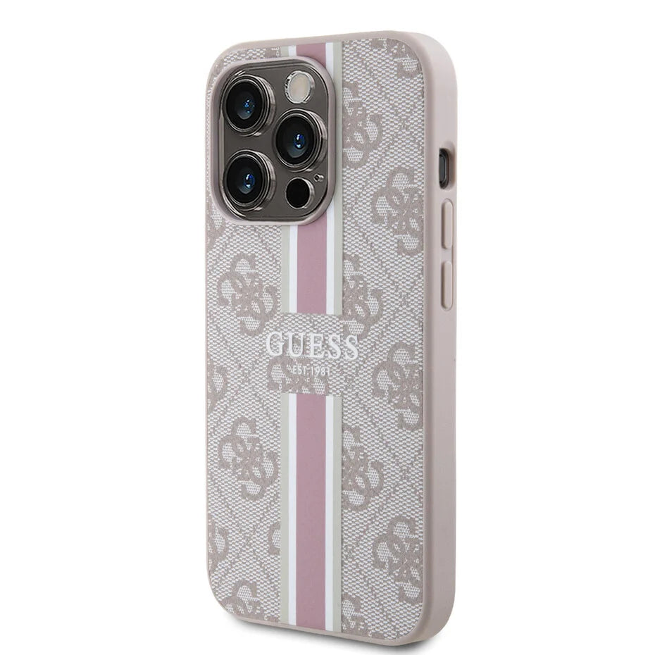 Guess Iphone 15 pro -  printed stripes - Rosa
