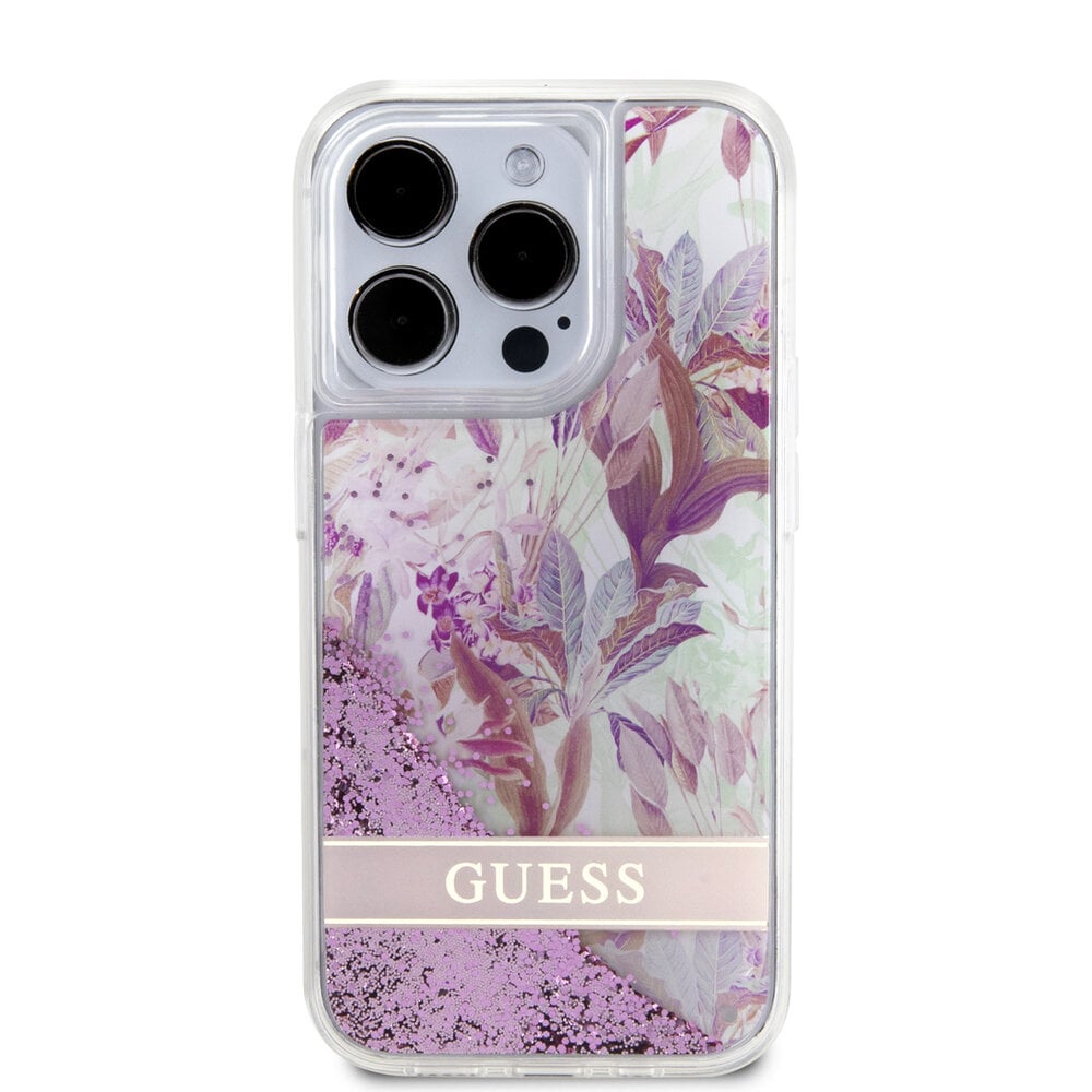 Guess iPhone 15 Pro Max -  Liquid Glitter - Transparent Blumen