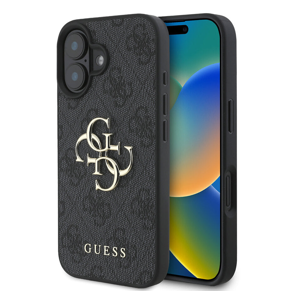 Guess iPhone 16 Hülle - 4G - Big Metal Logo - Schwarz
