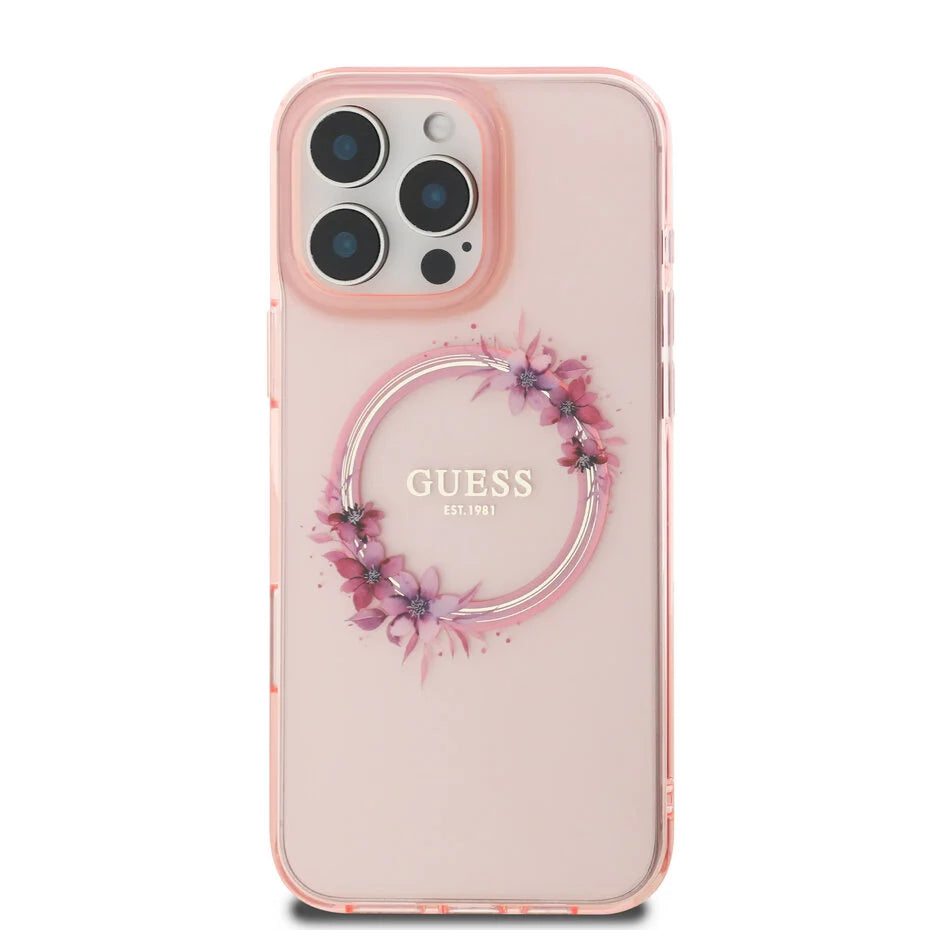 Guess iPhone 16 Pro -flowers wreath - Rosa